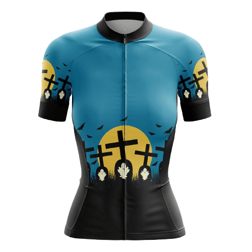 Women's cycling jersey featuring a graveyard scene. | Cycling Supreme