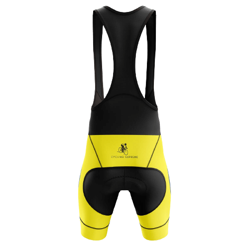 Yellow/Black Bib Shorts featuring a sleek yellow and black design with breathable, high-performance fabric for a comfortable fit. | Cycling Supreme