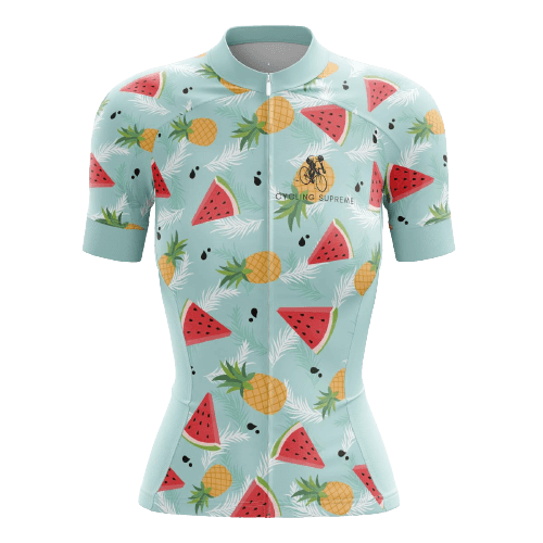 Women's cycling kit featuring Watermelon/Pineapple design for a vibrant, tropical look | Cycling Supreme