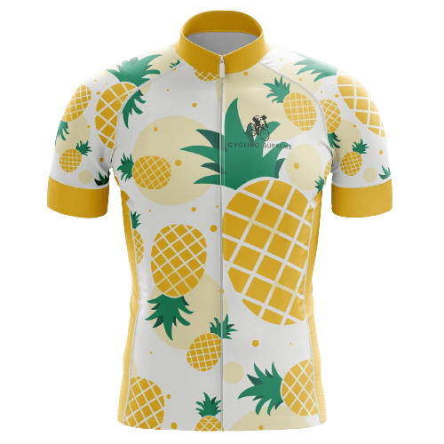 Men's Pineapple cycling kit featuring a vibrant pineapple design and breathable fabric for a fun and comfortable ride | Cycling Supreme