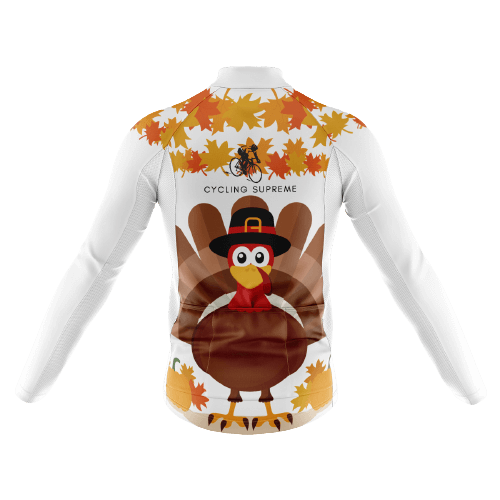 Men's long sleeve cycling jersey with Thanksgiving turkey design. | Cycling Supreme