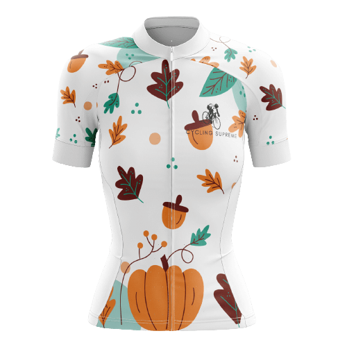 Women's cycling jersey with Thanksgiving leaf design. | Cycling Supreme