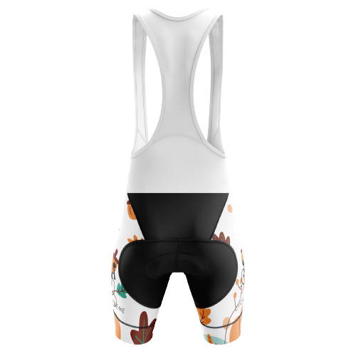 Fun Thanksgiving-themed unisex bib shorts featuring a nutty design. | Cycling Supreme