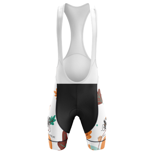 Fun Thanksgiving-themed unisex bib shorts featuring a nutty design. | Cycling Supreme