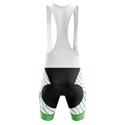 Unisex bib shorts with a green wave design for Thanksgiving. | Cycling Supreme