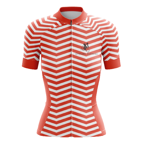 Women's cycling kit featuring a Thanksgiving Red Wave design for a stylish look | Cycling Supreme