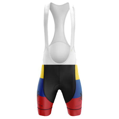 Unisex bib shorts featuring the Colombian flag for a patriotic ride | Cycling Supreme