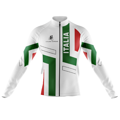 Cycling Jersey Long Sleeve Italy Flag Mens