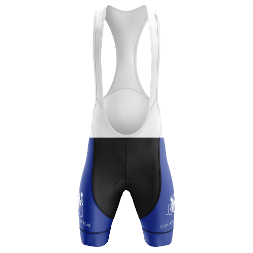 Blue unisex bib shorts perfect for cyclists in Israel. | Cycling Supreme