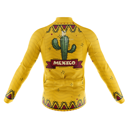 Men's long sleeve cycling jersey with Mexico cactus design. | Cycling Supreme