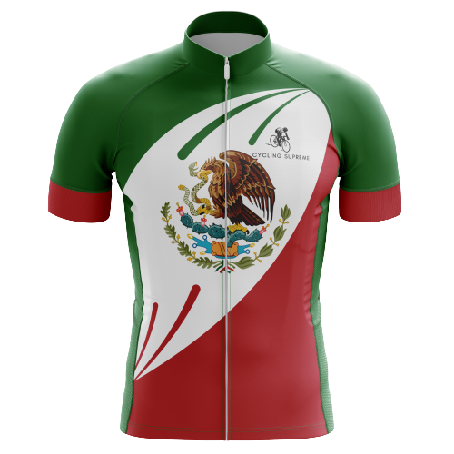 Men's Mexico Flag cycling kit showcasing the Mexican flag design and breathable fabric for a patriotic and comfortable fit | Cycling Supreme