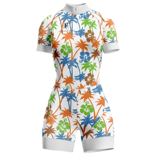 Flower and palms design women's triathlon suit. | Cycling Supreme