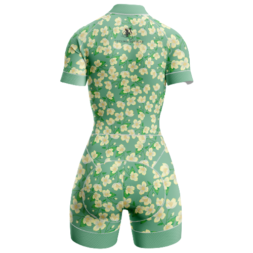 Floral yellow blossom design women's triathlon suit. | Cycling Supreme
