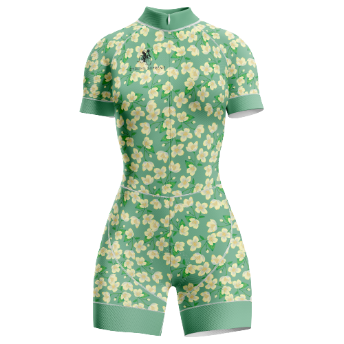 Floral yellow blossom design women's triathlon suit. | Cycling Supreme
