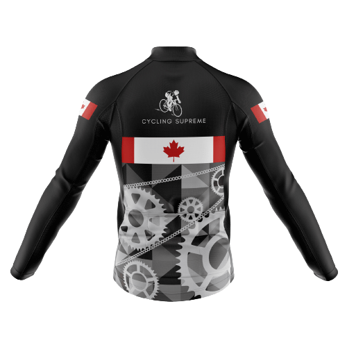 Men's long sleeve cycling jersey with Canada crank design. | Cycling Supreme