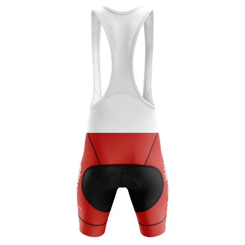 Red and white unisex bib shorts for Canadian cycling enthusiasts | Cycling Supreme