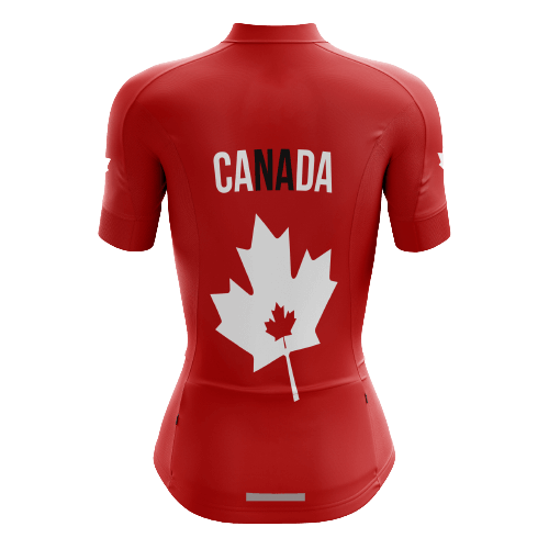 Women's cycling jersey with red/white Canadian leaf | Cycling Supreme
