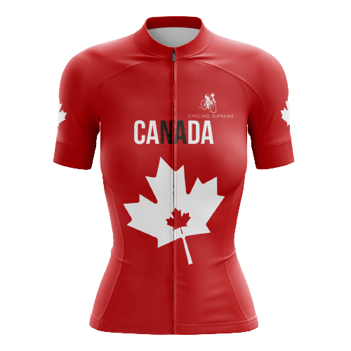 Cycling Jersey Canada Red/White Leaf Womens