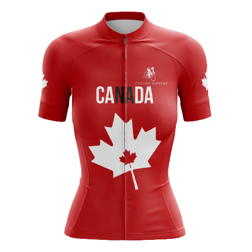 Women's cycling jersey with red/white Canadian leaf | Cycling Supreme