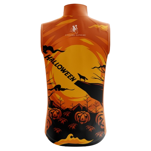 Women's Halloween sleeveless cycling jersey with spooky design and lightweight fabric for comfort. | Cycling Supreme