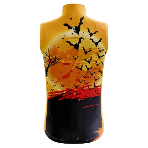 Women's Happy Halloween sleeveless cycling jersey with spooky design and breathable fabric. | Cycling Supreme