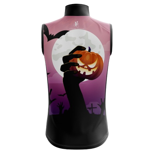 Women's Halloween Hand Pumpkin sleeveless cycling jersey featuring spooky pumpkin hand design and breathable fabric. | Cycling Supreme