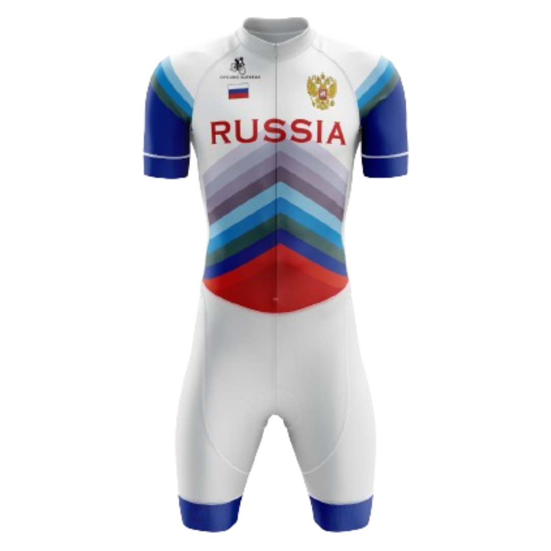 Men's Russia triathlon suit featuring a bold Russian-inspired design with breathable fabric for optimal performance. | Cycling Supreme