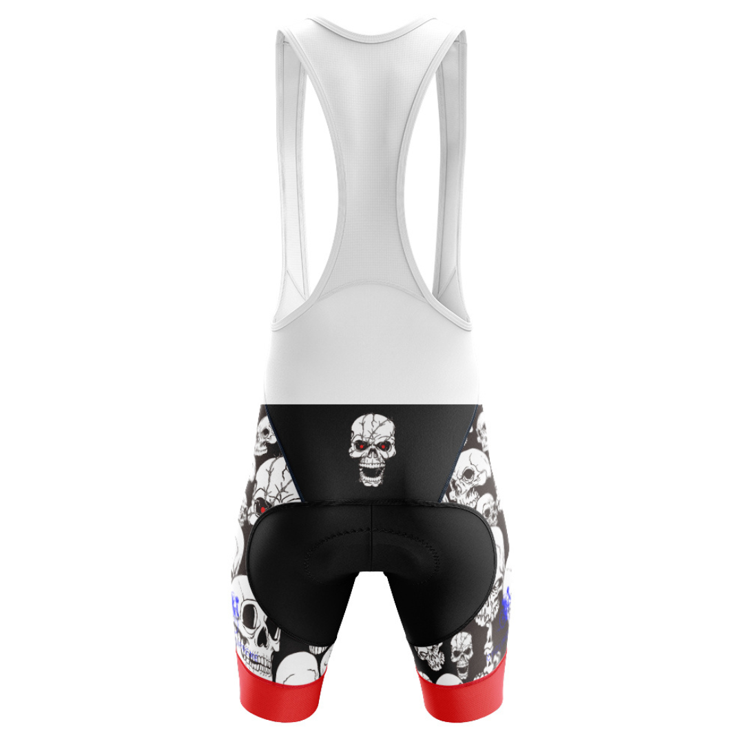 Skulls Bib Shorts with a bold skull design and breathable fabric for a striking and comfortable cycling experience. | Cycling Supreme