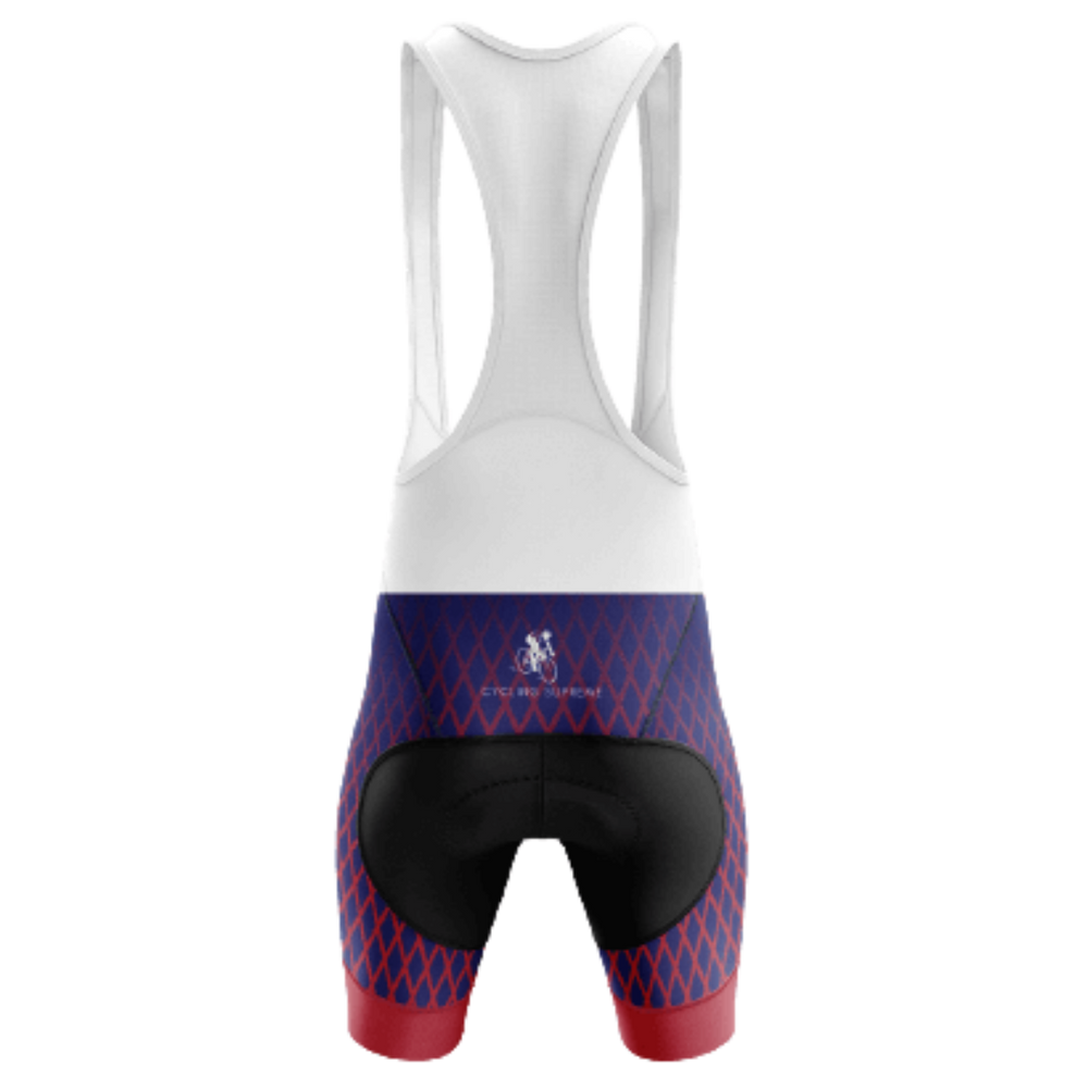 Red Diamond Bib Shorts featuring a sleek red diamond design and breathable material for a high-performance and comfortable ride. | Cycling Supreme