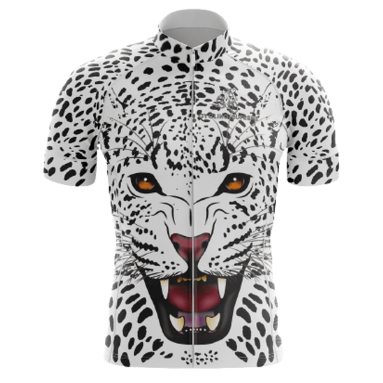 Men's Snow Leopard cycling jersey featuring a striking snow leopard design and breathable fabric for a stylish and comfortable ride. | Cycling Supreme