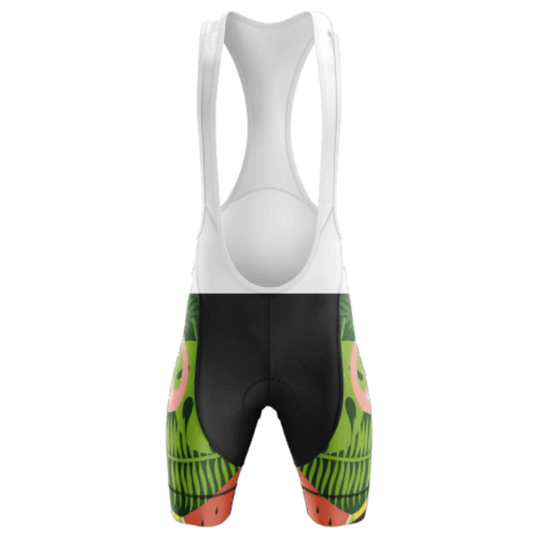 Tropical Bib Shorts with a vibrant tropical design and breathable fabric for a stylish and comfortable cycling experience. | Cycling Supreme