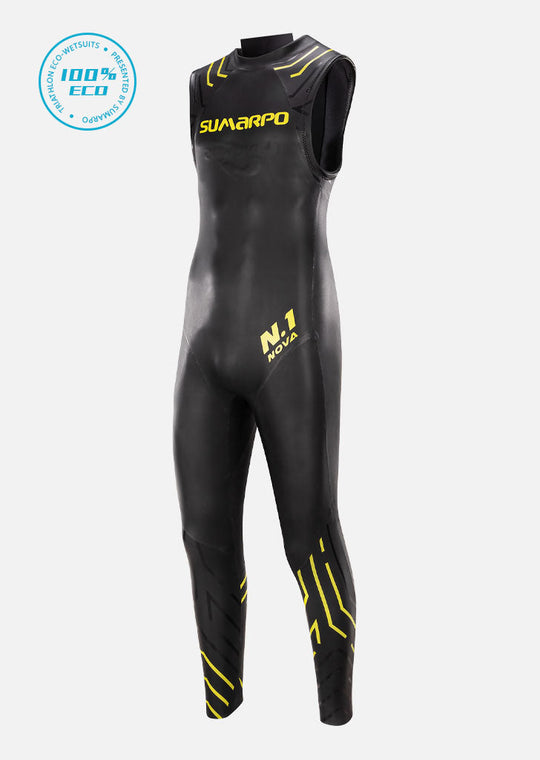 A men's eco-friendly sleeveless triathlon wetsuit designed for comfort and performance. | Cycling Supreme
