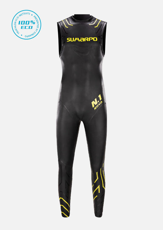 A men's eco-friendly sleeveless triathlon wetsuit designed for comfort and performance. | Cycling Supreme