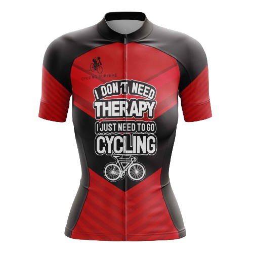 Women's cycling jersey with therapy humor. | Cycling Supreme