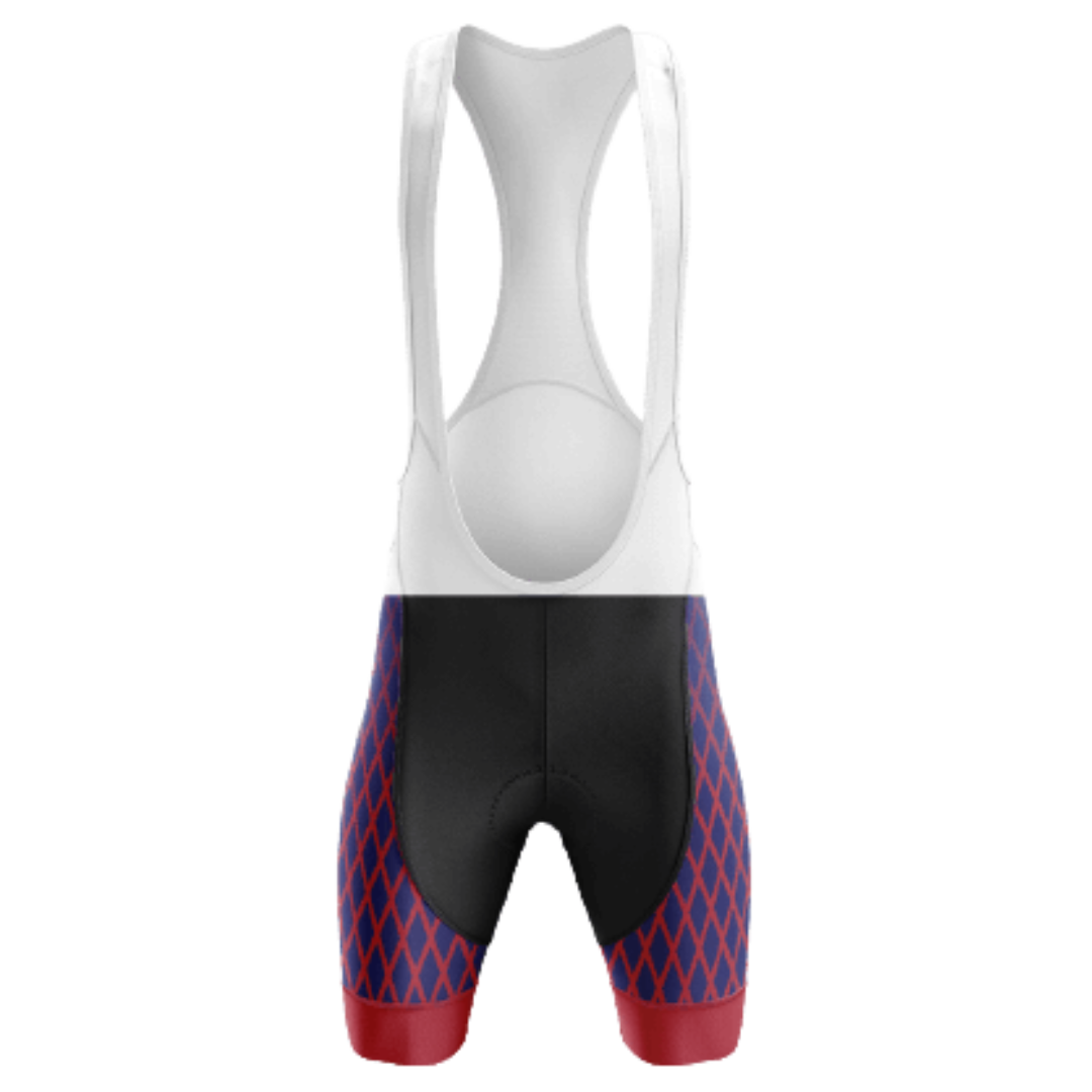 Red Diamond Bib Shorts featuring a sleek red diamond design and breathable material for a high-performance and comfortable ride. | Cycling Supreme