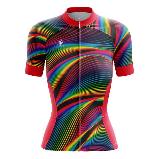Women's cycling jersey with neon stripe design. | Cycling Supreme