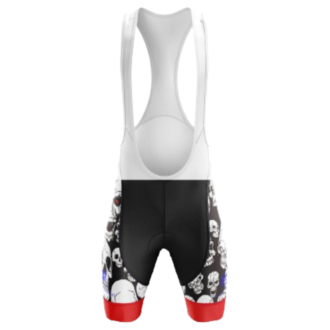 Skulls Bib Shorts with a bold skull design and breathable fabric for a striking and comfortable cycling experience. | Cycling Supreme