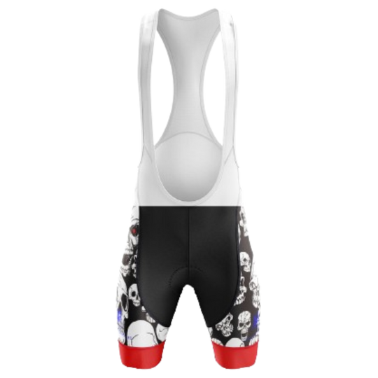 Skulls Bib Shorts with a bold skull design and breathable fabric for a striking and comfortable cycling experience. | Cycling Supreme
