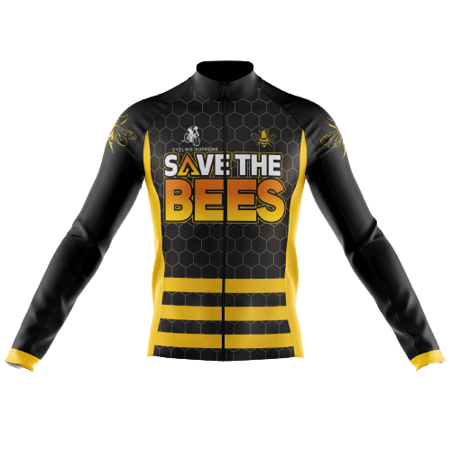 Men's long sleeve cycling jersey with Save the Bees design. | Cycling Supreme