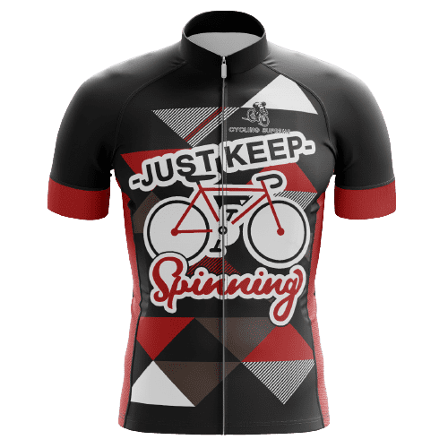 Just Keep Spinning men's cycling jersey, motivational | Cycling Supreme