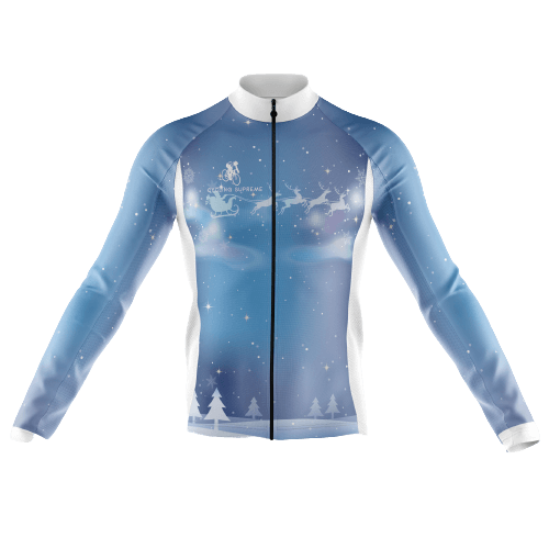 Men's long sleeve cycling jersey with Santa sleigh design. | Cycling Supreme