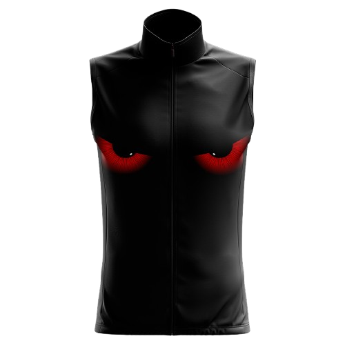 Men's Halloween Dark Eyes sleeveless cycling jersey featuring a haunting dark eyes design for spooky cycling. | Cycling Supreme