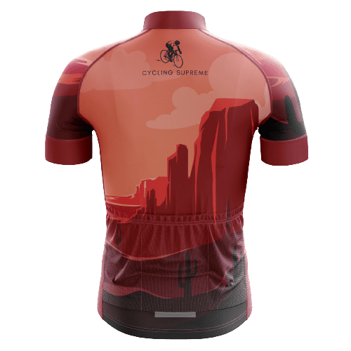 Red Sunset Cactus men's cycling jersey, desert sunset | Cycling Supreme