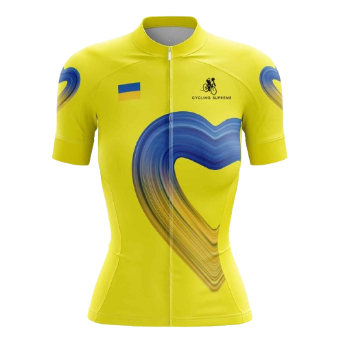 Women's cycling jersey with Ukrainian heart design. | Cycling Supreme