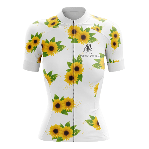 Women's cycling jersey featuring sunflower design. | Cycling Supreme