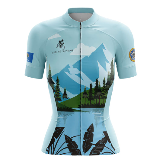 Women's cycling jersey celebrating mountain life. | Cycling Supreme