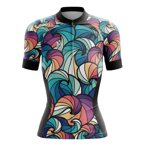 Women's cycling jersey featuring wave patterns. | Cycling Supreme