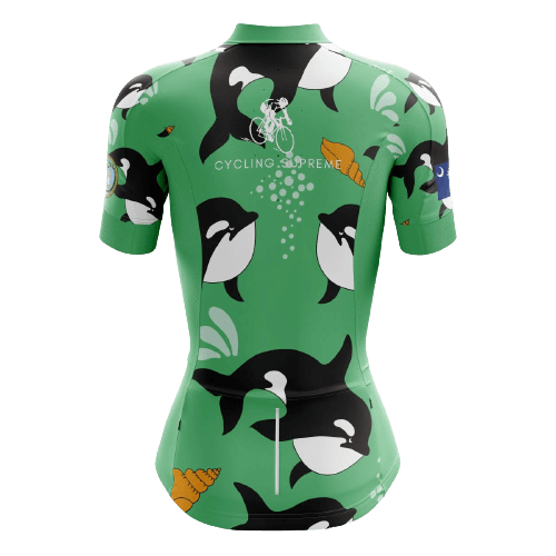 Women's cycling jersey featuring killer whales. | Cycling Supreme