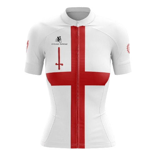 Women's cycling jersey featuring UK cross design. | Cycling Supreme
