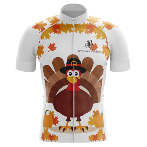 Thanksgiving Turkey men's cycling jersey, festive fall design | Cycling Supreme